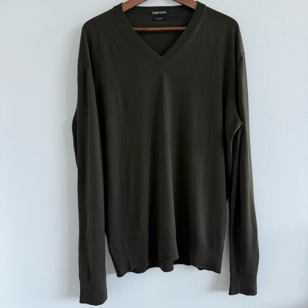 Tom Ford Men's Fine Gauge Merino Wool Knit Sweater, Size 58 IT/XL